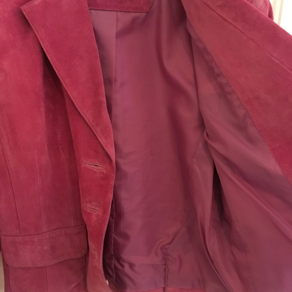 90s Y2K Pink Suede Vintage Leather Jacket Medium - Picture 2 of 8